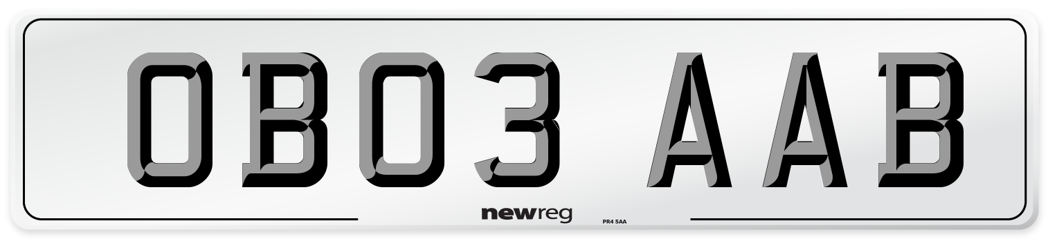 OB03 AAB Number Plate from New Reg